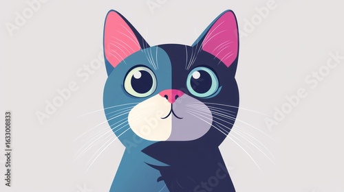 Cute cartoon cat looking directly at viewer