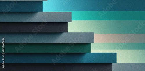 Abstract layered teal blocks