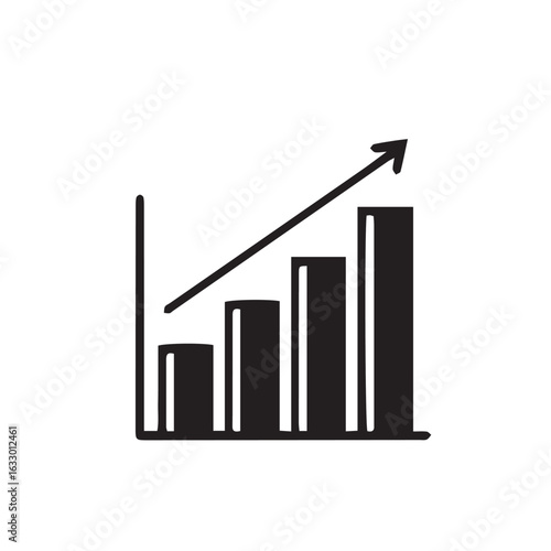 Free Download Vector icon of a growing bar chart with an upward trend arrow, illustrating financial statistics, business progress, and successful market analysis. - GFXLoad