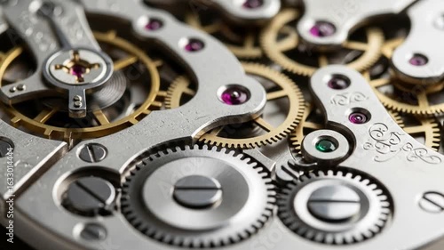 Wallpaper Mural Close-up shot showcasing the intricate internal workings of a mechanical watch. Torontodigital.ca