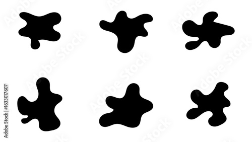 Abstract fluid black blob shape vector set. Collection of amoeba abstract forms for design and paint. ideal for backgrounds, wallpapers, and social media posts. Vector illustration