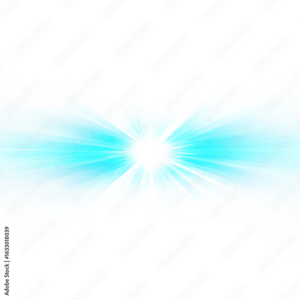 Obraz premium Bright white light bursting outwards with blue hues and streaks