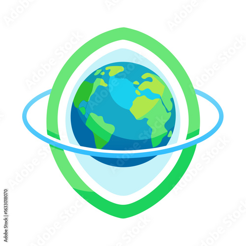 Earth with Ozone Layer Protection Vector on White Background