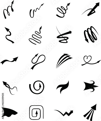 Arrow Set: A collection of unique arrows, each showcasing a distinct design and direction, ideal for adding visual interest to any creative project. 
