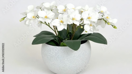 Wallpaper Mural Elegant White Orchid Plant in Modern Ceramic Pot for Home Decor Torontodigital.ca