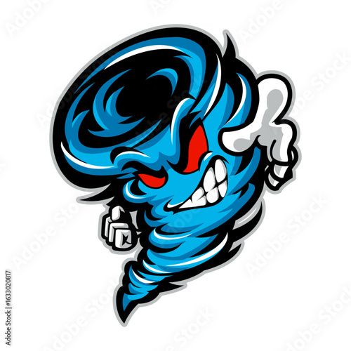 Fury Twister,  Angry Tornado Character mascot Logo