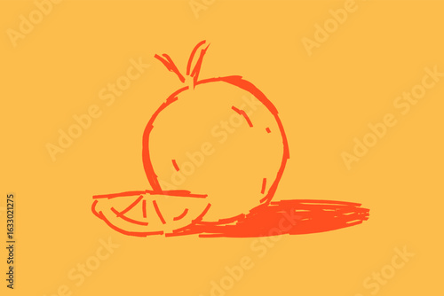 Hand Drawn Orange Fruit Vector Food Illustration