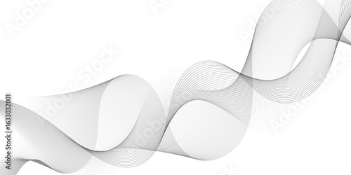 Abstract grey wavy lines Digital frequency track equalizer background. Curved wave smooth stripe seamless pattern. Wave lines created using blend tool. graphic design template banner business wave.