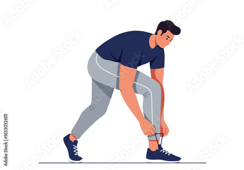 Man Tying Shoelaces Athletic Apparel Fitness Preparation.