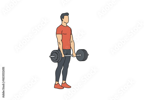 Man Performing a Barbell Deadlift Exercise.
