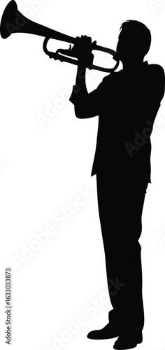 Silhouette of a Musician Playing the Trumpet