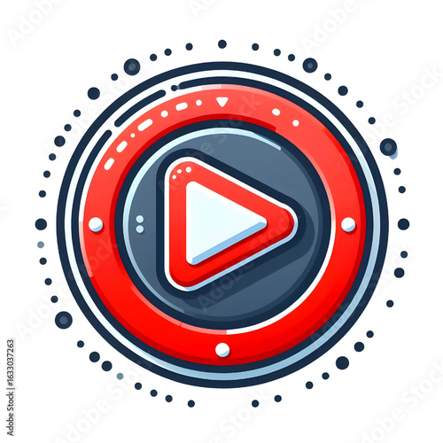Red YouTube play button, YouTube video and music icon.