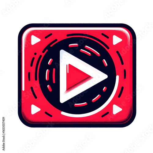 Red YouTube play button, YouTube video and music icon.