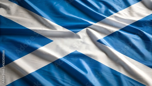 Scottish saltire flag fabric detail isolated on transparent background