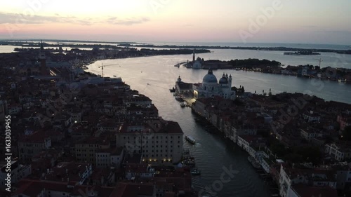Venetian Dawn Panorama: Aerial Journey over Ponte dell’Accademia