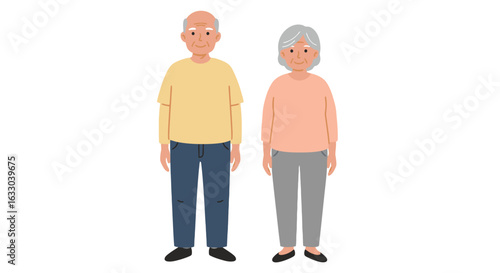 Senior Couple Standing Together, Isolated on White