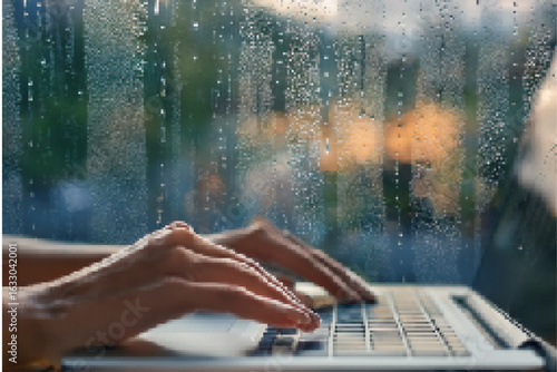 パソコンを操作する手元