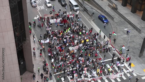 Protesters At Downtown Intersection In Street