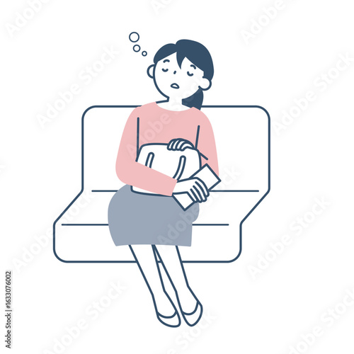 スマホを持ったまま居眠りをする若い女性