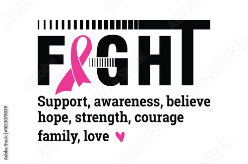 Support awareness believe svg, Breast Cancer SVG And T-shirt Design Bundle, Pink October Ribbon , Funny Cancer Survivor, Fight Quote Sublimation, Breast Cancer Awareness, vector illustration