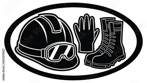 Protective gear ensemble safety helmet goggles