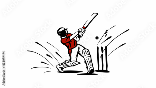 Cricket Action Illustrations – Batting Poses and Dynamic Sport Scenes