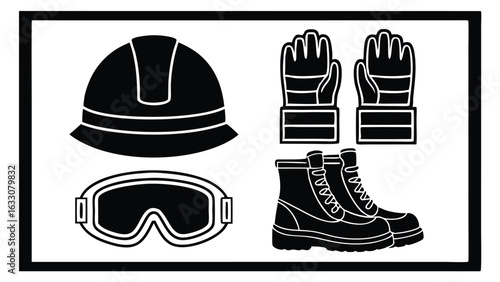 Safety gear protective equipment helmet gloves