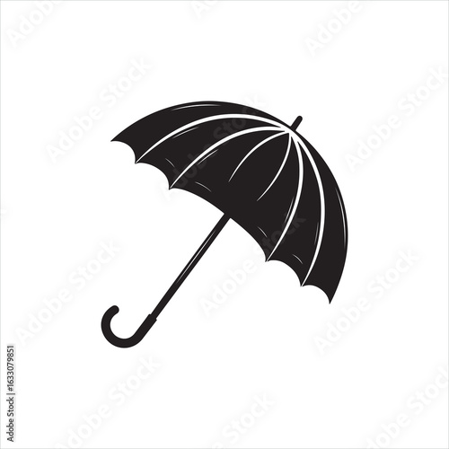 Umbrella Icon – Black Silhouette Rain Protection Symbol