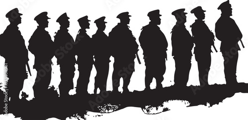 Uniformed officers stand in formation, a powerful symbol of order.