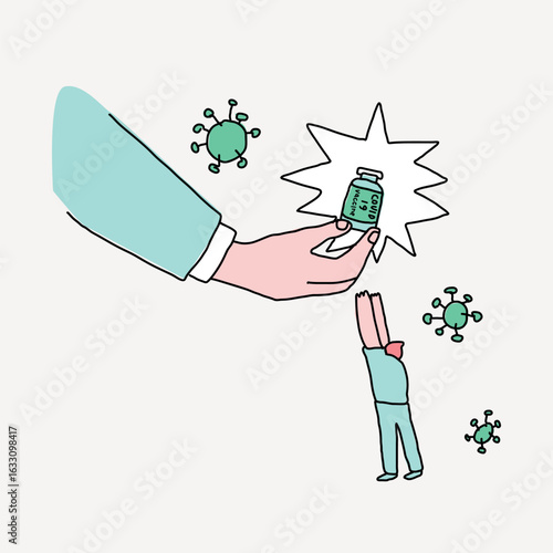 Vaccine doodle collage element vector