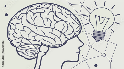 Brain power and idea generation concept with lightbulb and network connection for creative thinking