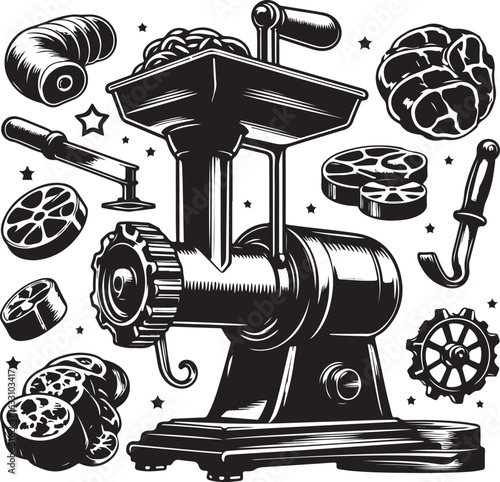 seamless pattern with sewing machine