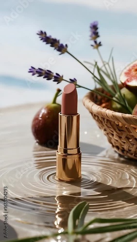 Luxury Nude Lipstick with Natural Figs and Lavender Aesthetic