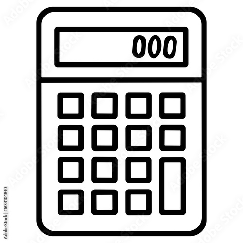 Simple Outline Calculator Device for Finance and Mathematical Operations Icon