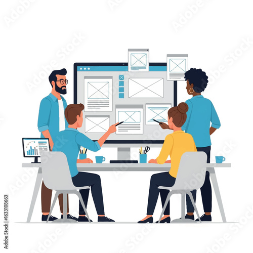 Teamwork in Web Design Meeting.
