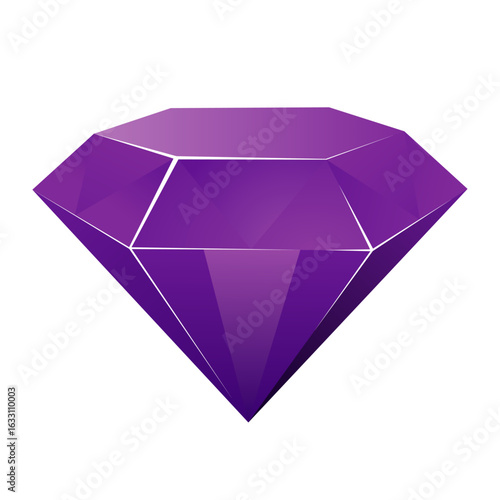 3D purple crystal diamond icon vector illustration image