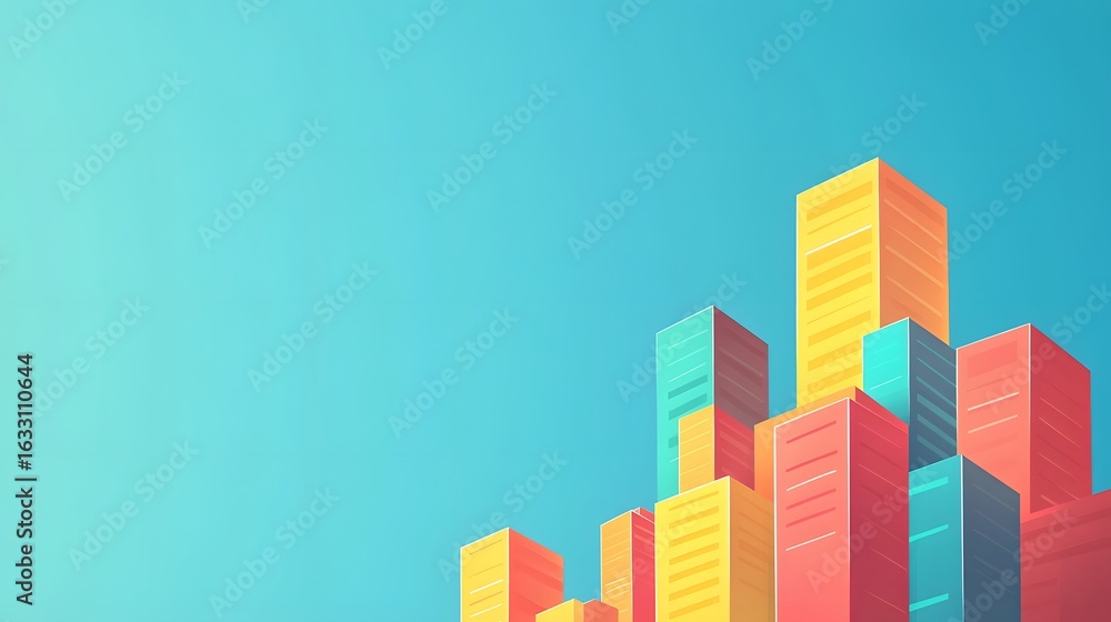 Fototapeta premium Colorful city skyline illustration.