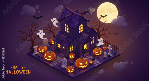 A black t-shirt with a pumpkin design, surrounded by skulls and bats, on a dark surface.