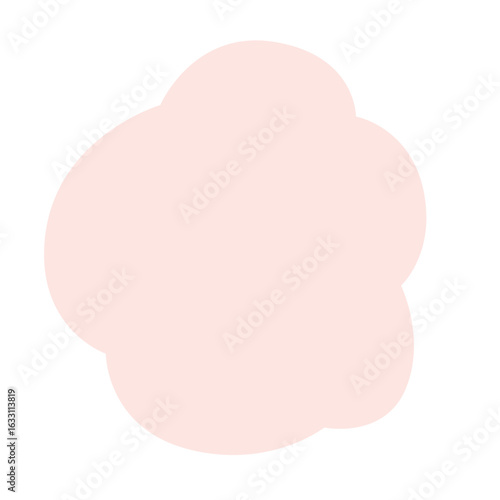 2d Pastel pink cloud with irregular soft edges, flat vector cartoon element on clean white background.
