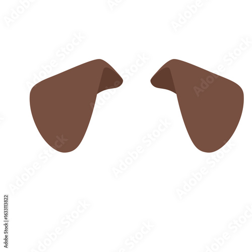 2d Brown dog ears vector icon, designed in cartoon style with simple shape on white background.
