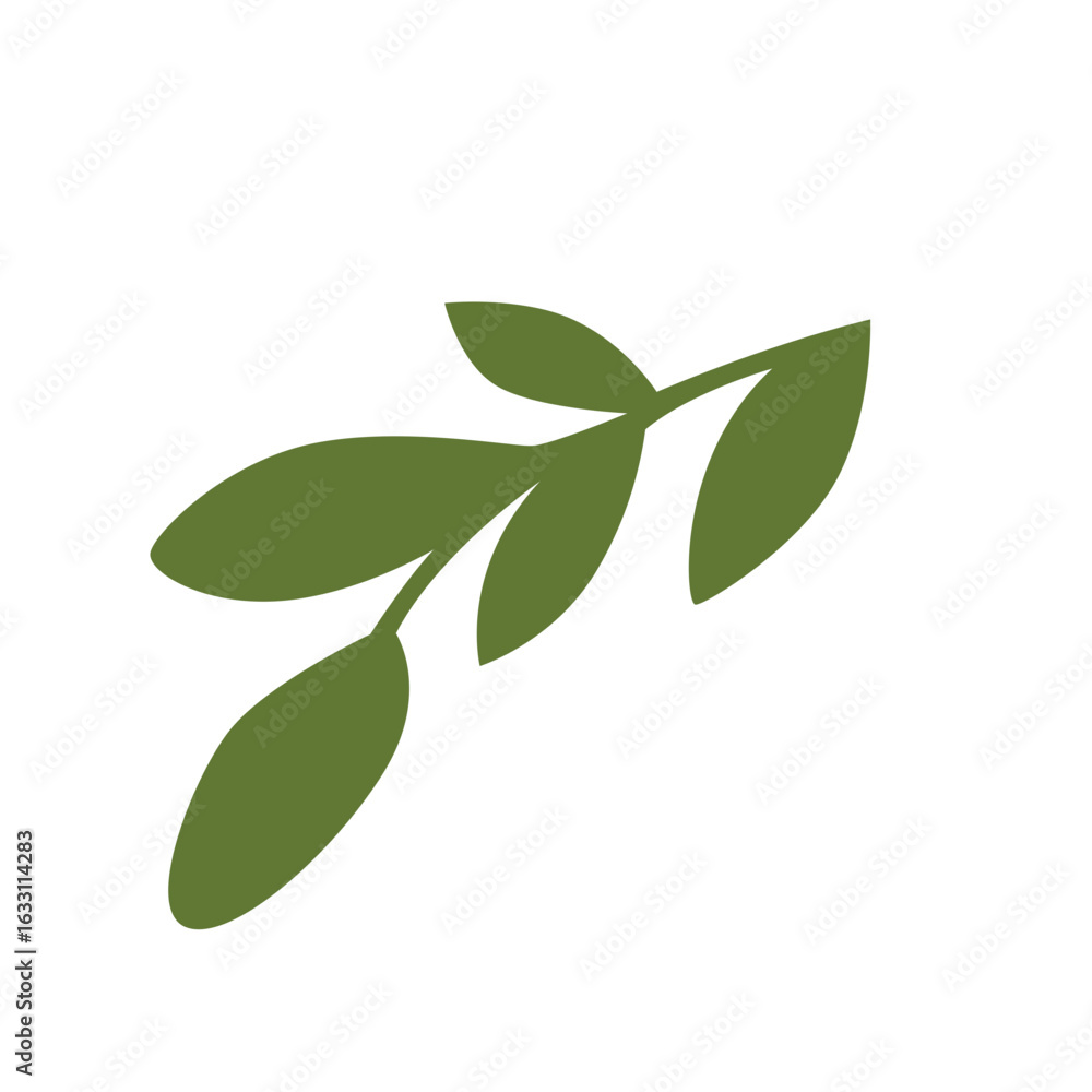 Fototapeta premium 2d Flat design of a stylized dark blue leaf branch with multiple leaves, modern and elegant. 