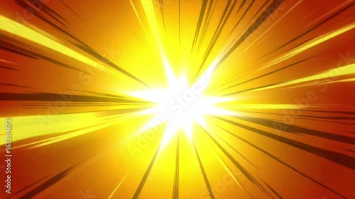 Bright Yellow Manga Speed Lines Action Explosion Energy Power Burst Radiance Light Rays Graphic Design Comic Art Style
