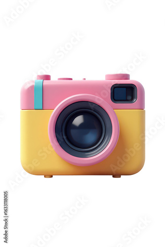 A colorful, cartoonish camera design.