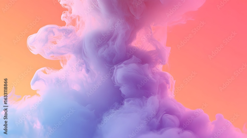 Naklejka premium Vibrant cloud-like formations of colored ink in fluid motion.