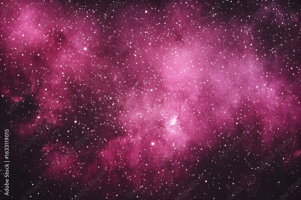 Obraz premium Starry sky background, pink night sky full of stars, glowing stars in the dark space, starry background, dark night, stars in the distance, starlight, dark background with a pink glow, night sky. 