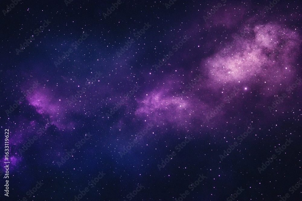 Obraz premium Starry sky background, purple night sky full of stars, glowing stars in the dark space, starry background, dark night, stars in the distance, starlight, dark background with a purple glow, night sky. 
