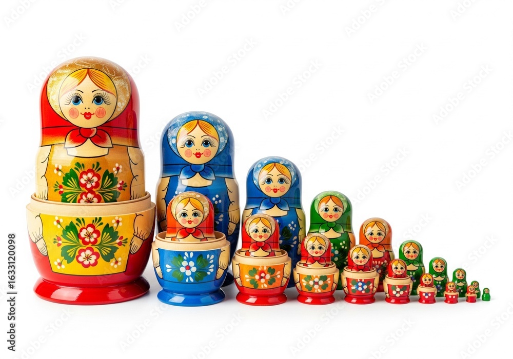 Fototapeta premium Matryoshka, a colorful traditional Russian nesting doll