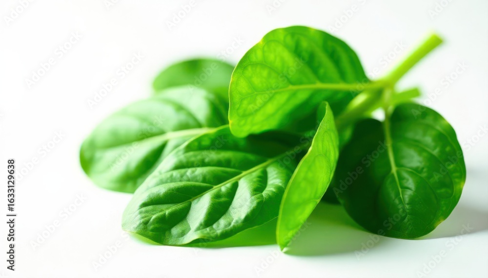 Fototapeta premium Fresh spinach leaves, vibrant green, isolated , color, healthy