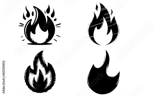 Fire flame icon. Brush grunge illustration. Crayon vector. Fire symbol. Hot crayon texture.
