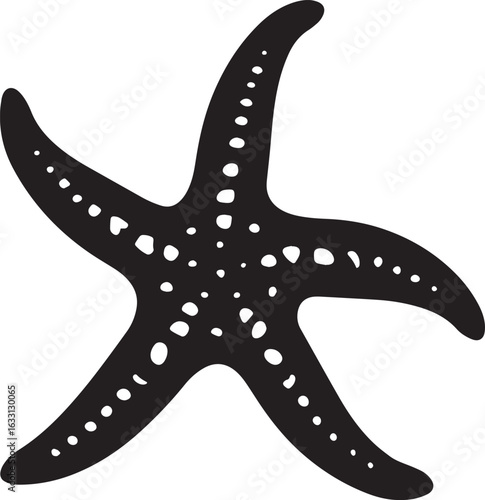 A black and white starfish icon on a white background.